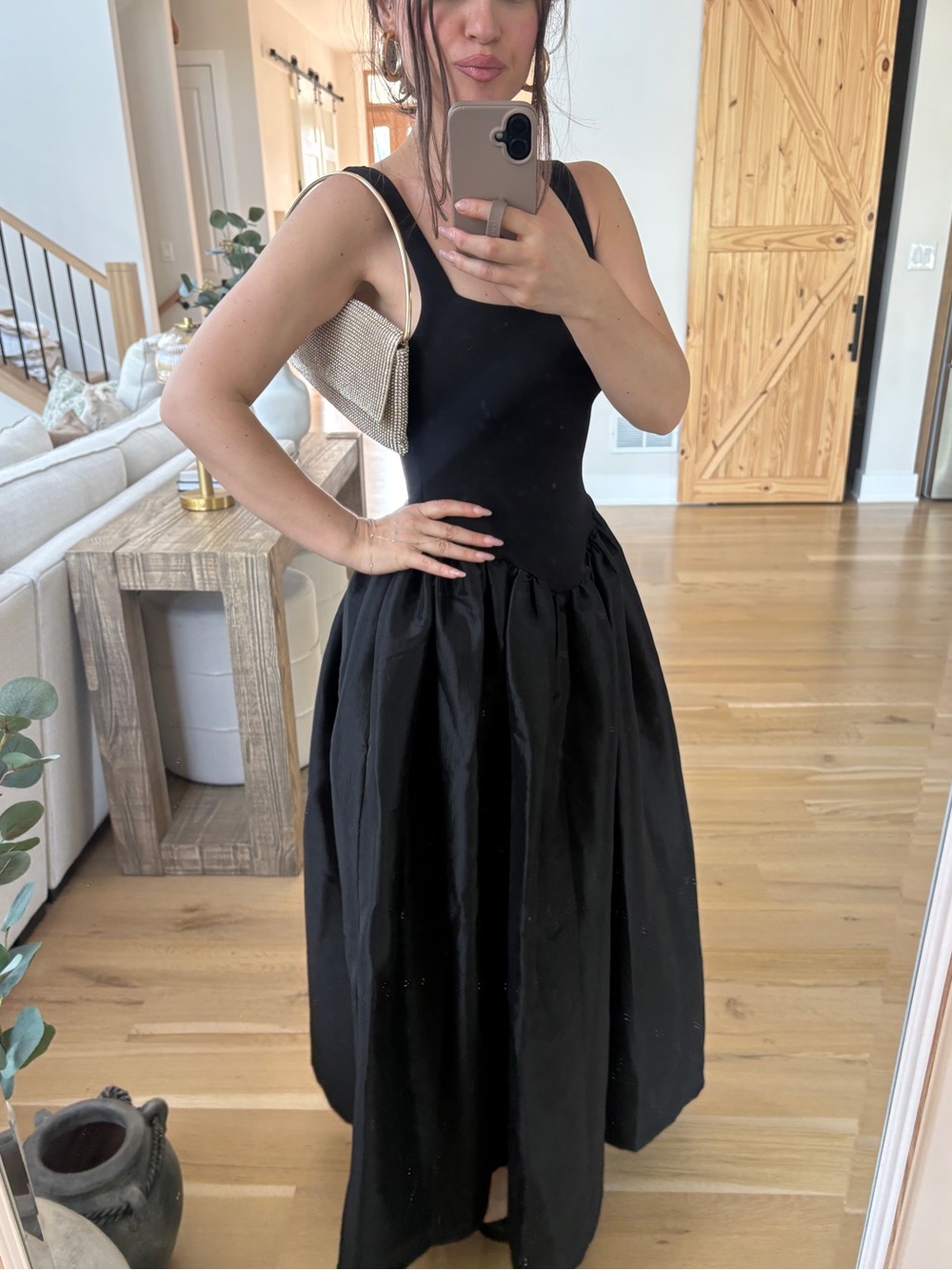 Elegant Black Maxi Dress with Square Neck